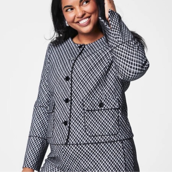 SPANX Ponte Plaid Jacquard Lady Jacket - Picture 2 of 16